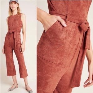 Anthropologie brown suede romper NWT